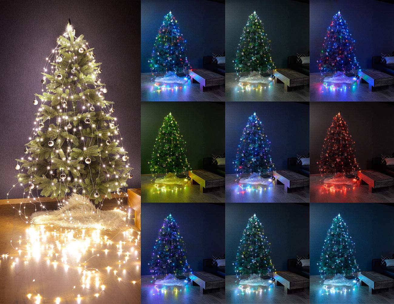Lunartec Licht-Dekoration Christbaum-Lichterkette bunt 240 LEDs