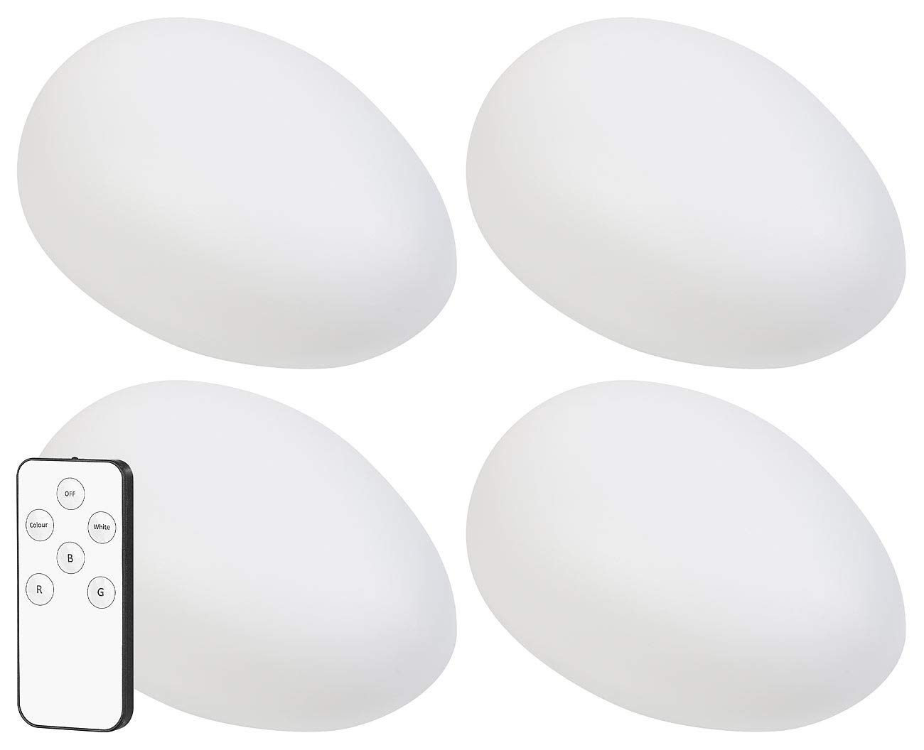 Lunartec Außenbeleuchtung Solar-LED-Dekosteine 4er-Set RGB+W