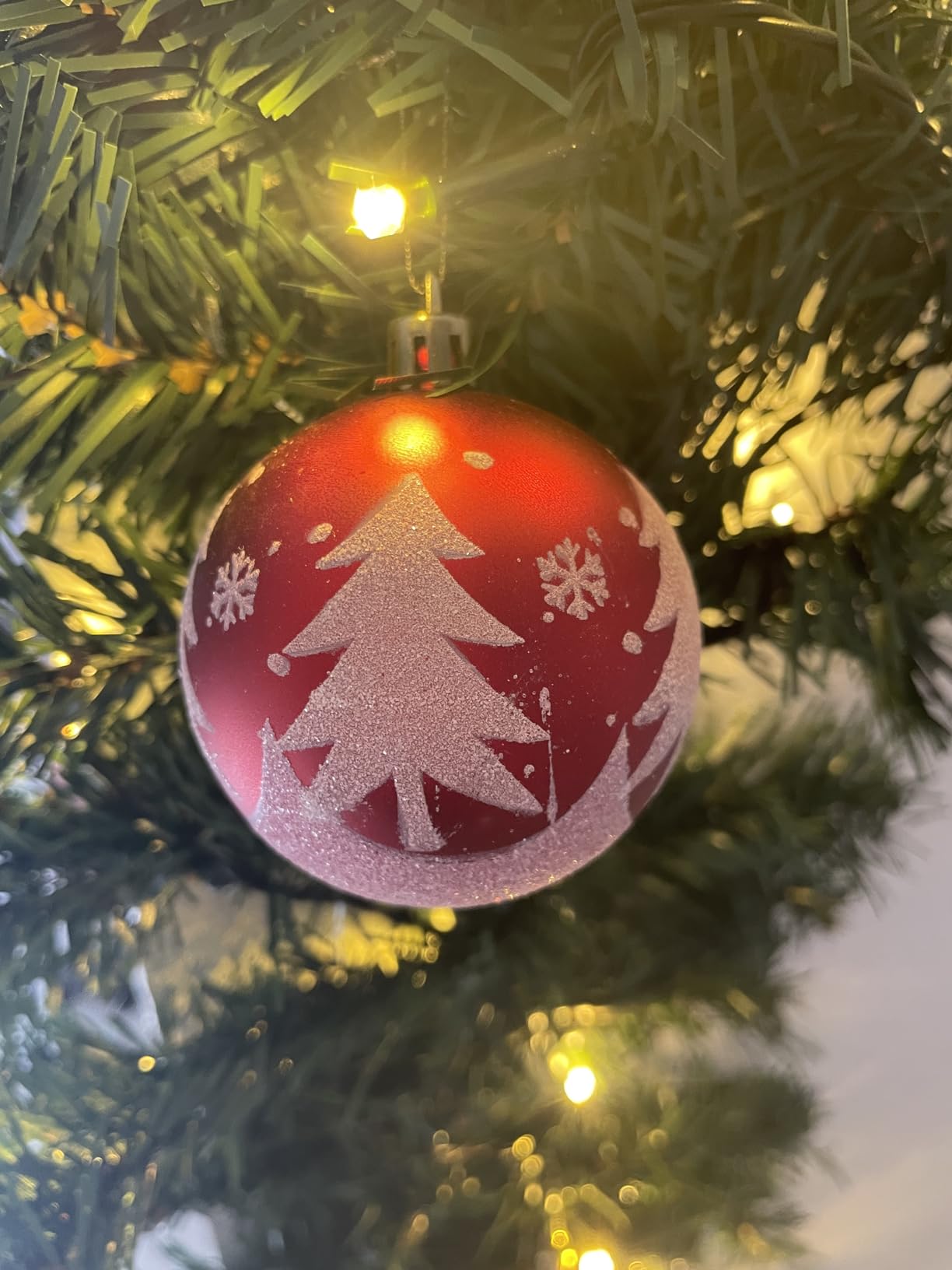 WEARXI Lichterketten Weihnachtskugeln 6cm Rot-Weiß 16 Stück