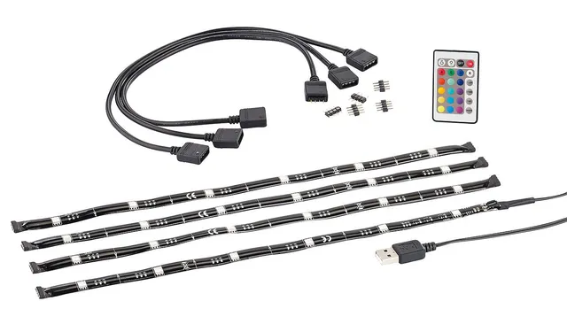 Lunartec Innenbeleuchtung TV-Hintergrundbeleuchtung RGB 4 Leisten USB
