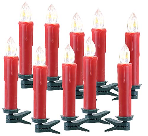 Lunartec LED-Weihnachtskerzen rot 10er-Set mit Klemme
