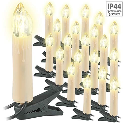 Lunartec Licht-Dekoration LED-Lichterkette 20 Kerzen warmweiß IP44