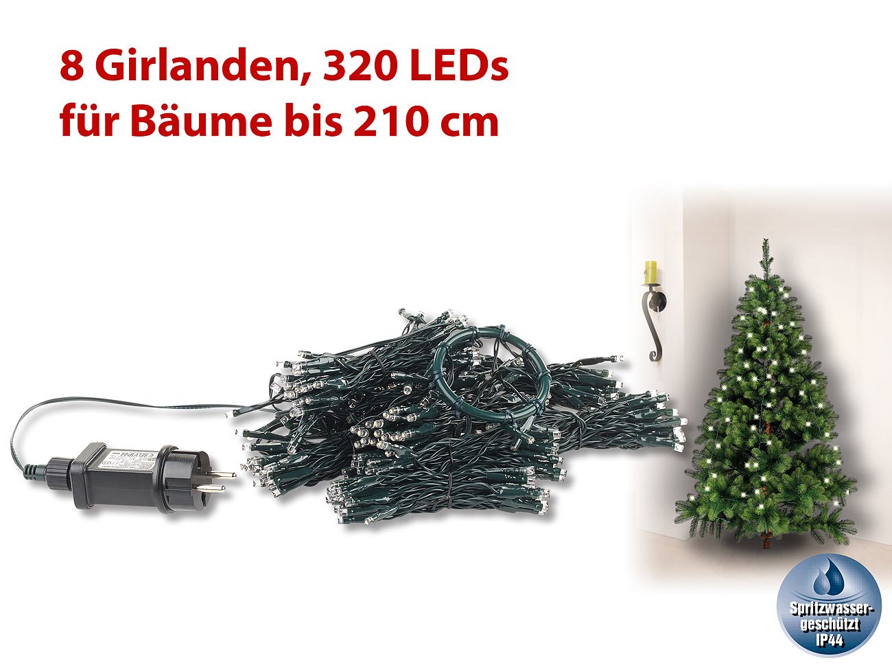 Lunartec Licht-Dekoration Überwurf-Lichterkette 320 LED warmweiß