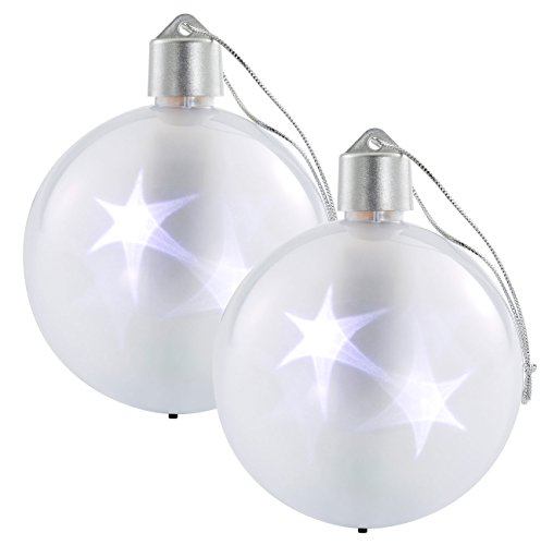 Lunartec Licht-Dekoration LED-Weihnachtskugeln 2er-Set weiß 3D