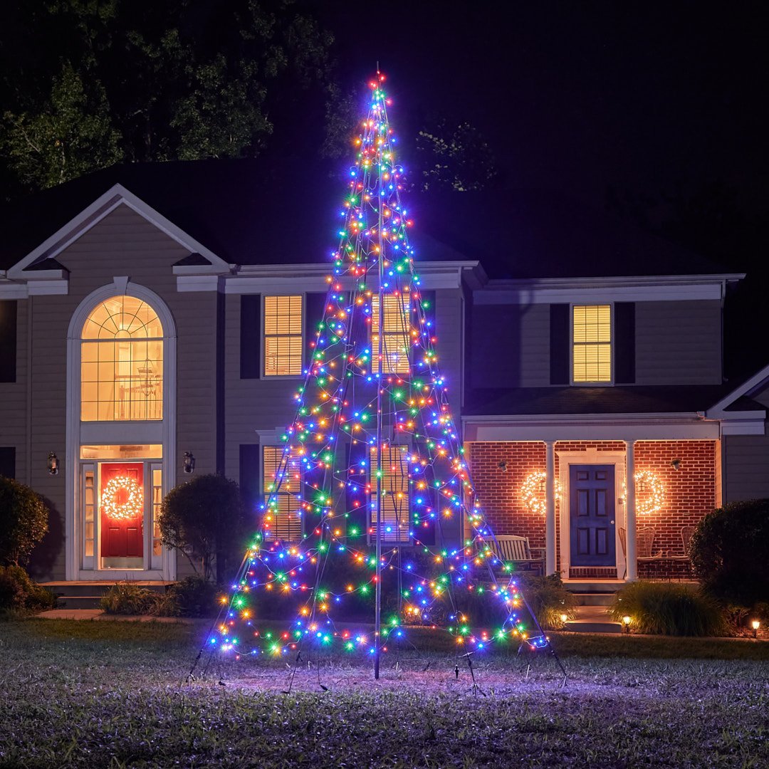 Fairybell Premium 4m Weihnachtsbaum 1500 LED mit Mast bunt
