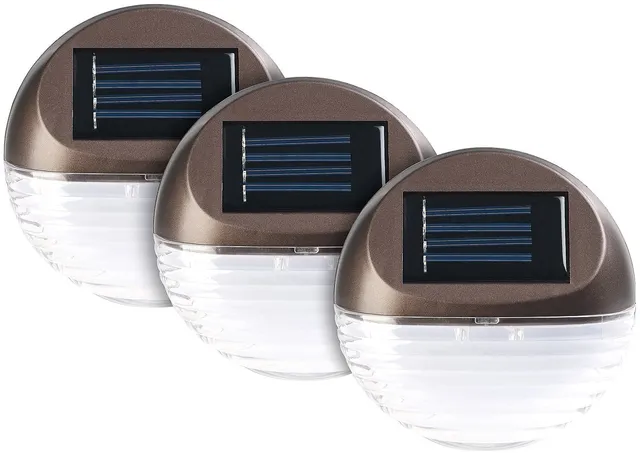 Lunartec Außenbeleuchtung Solar-Zaunleuchte 3er-Set tageslichtweiß IP44