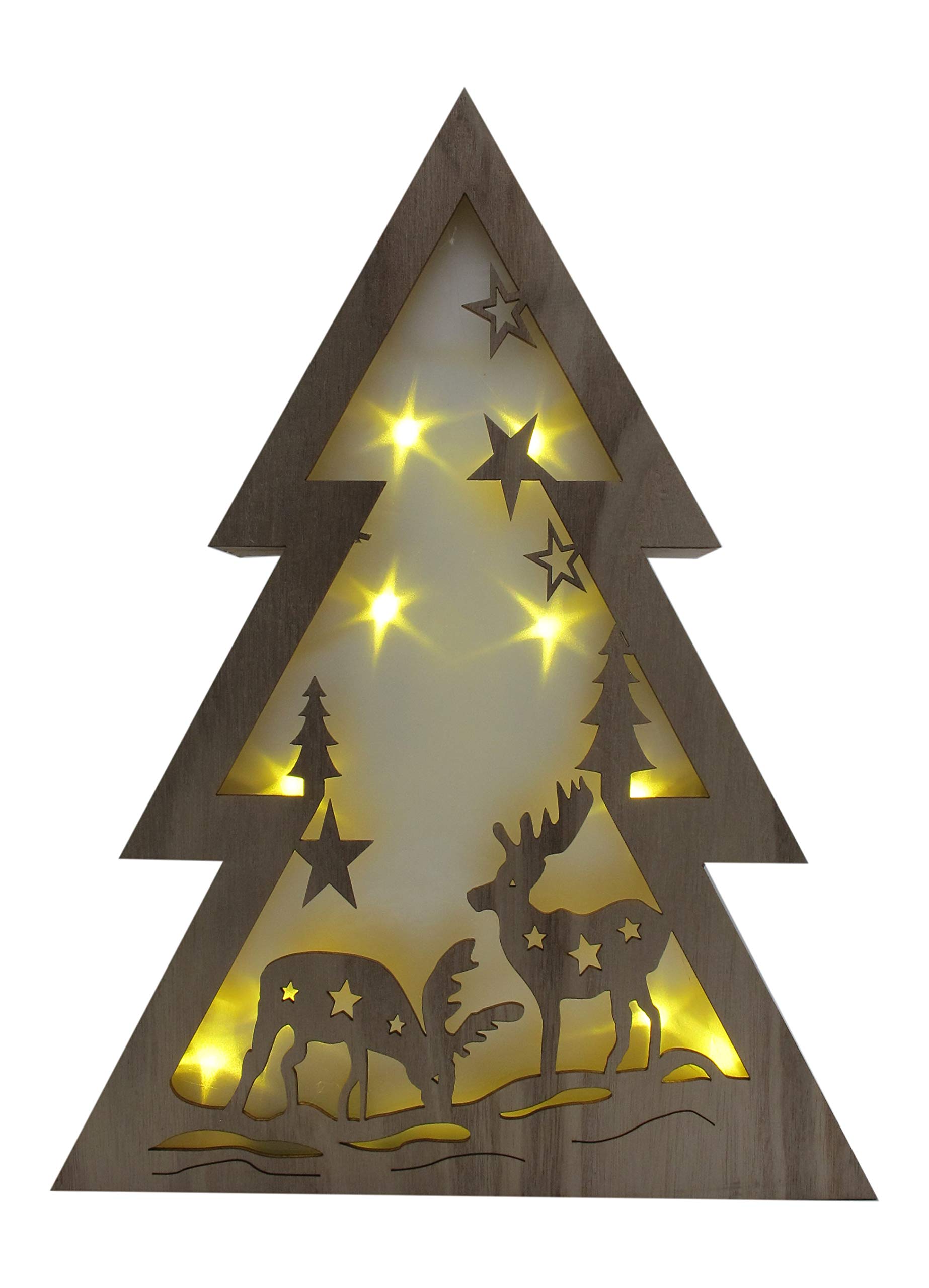 Bonetti Tanne LED Dekoleuchte Holz 10 LEDs warmweiß 3D