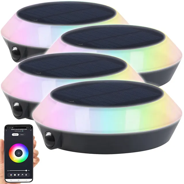 Lunartec Außenbeleuchtung Solarleuchte RGB-CCT 4er-Set App