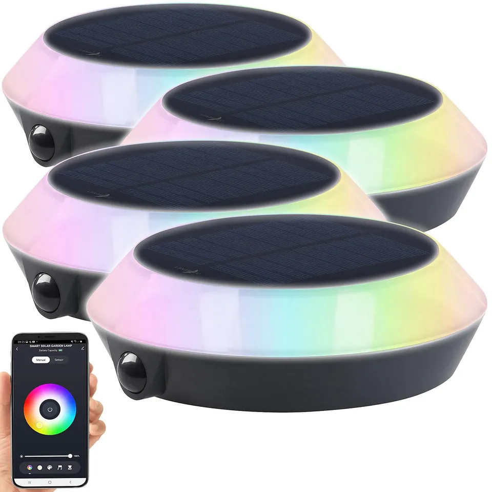 Lunartec Außenbeleuchtung Solarleuchte RGB-CCT 4er-Set App