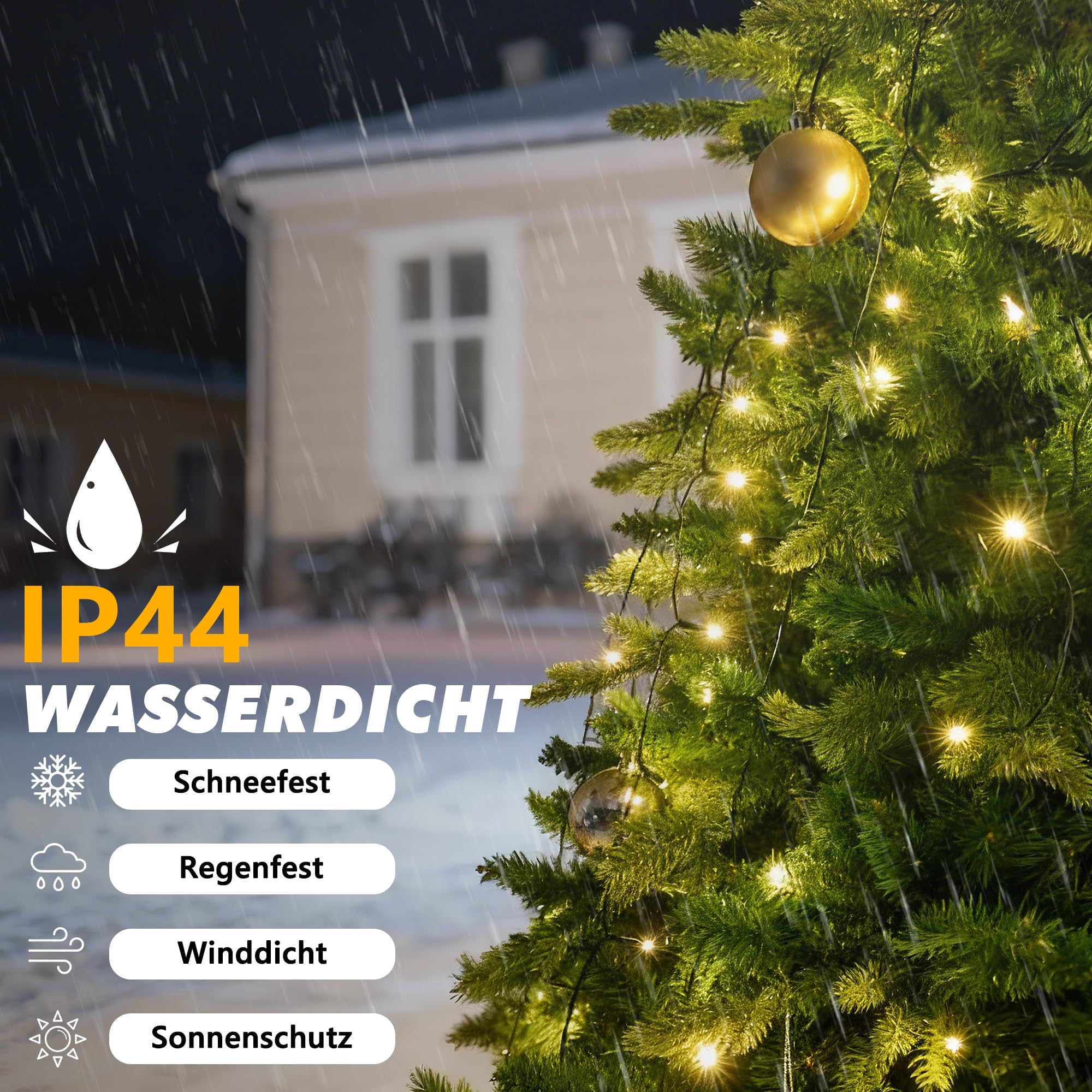 Qedertek Lighting 240 LED Christbaumbeleuchtung warmweiß 2,4m