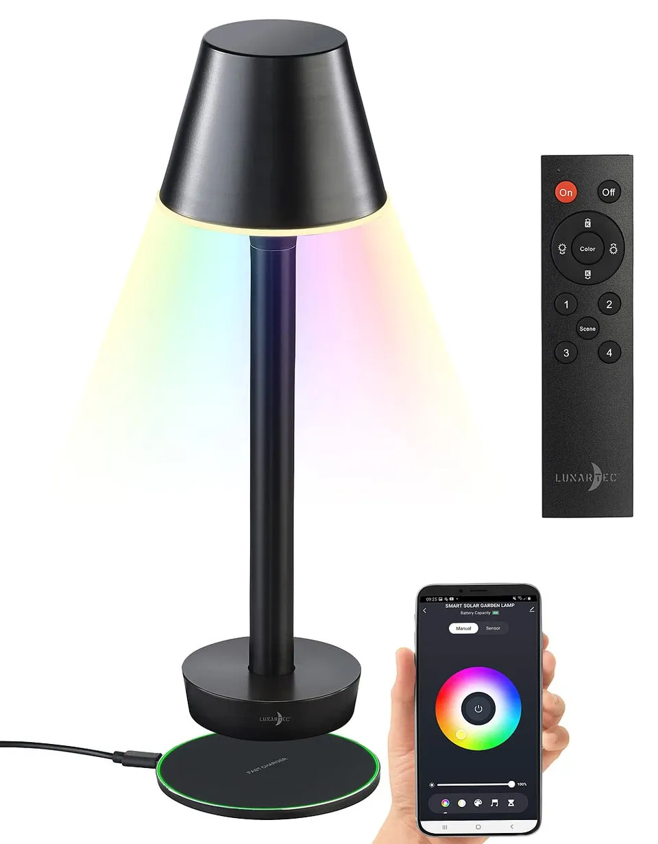 Lunartec OT-130 Outdoor-Tischlampe RGB Akku mit App IP67