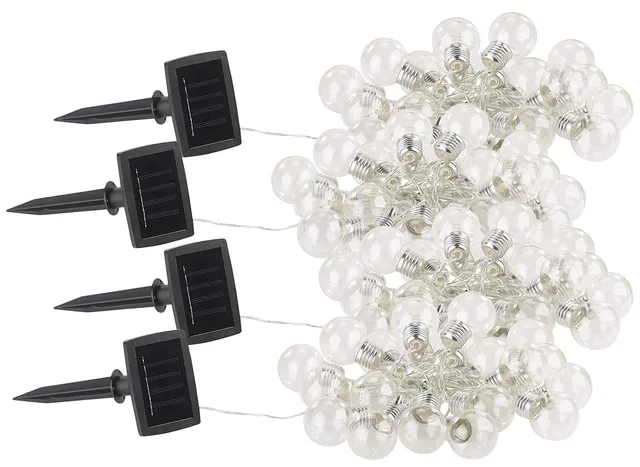 Lunartec Licht-Dekoration 4er Solar-Lichterkette Glühbirne warmweiß