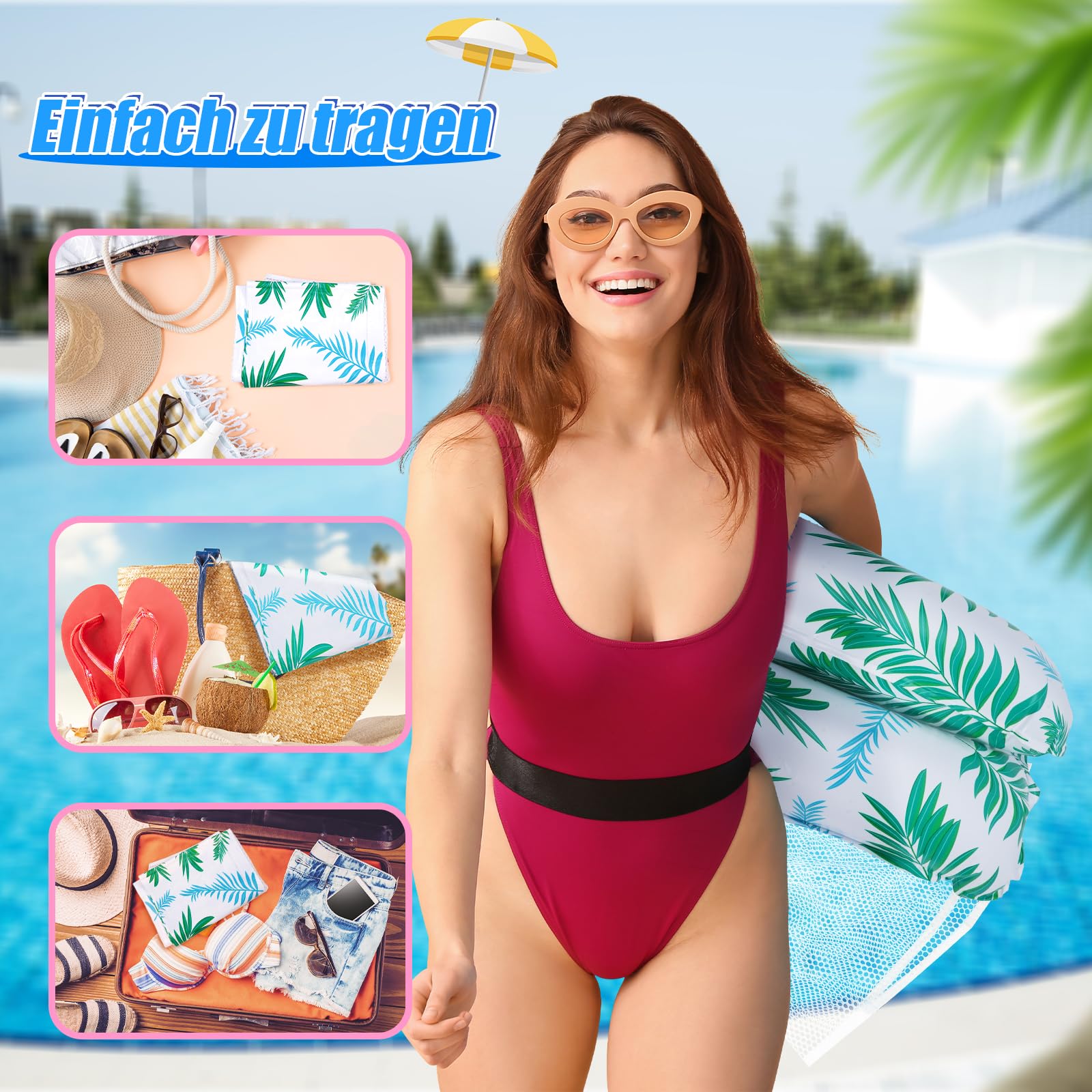 WEARXI Schwimmhilfen Luftmatratze Pool XL 2 Stück 4in1