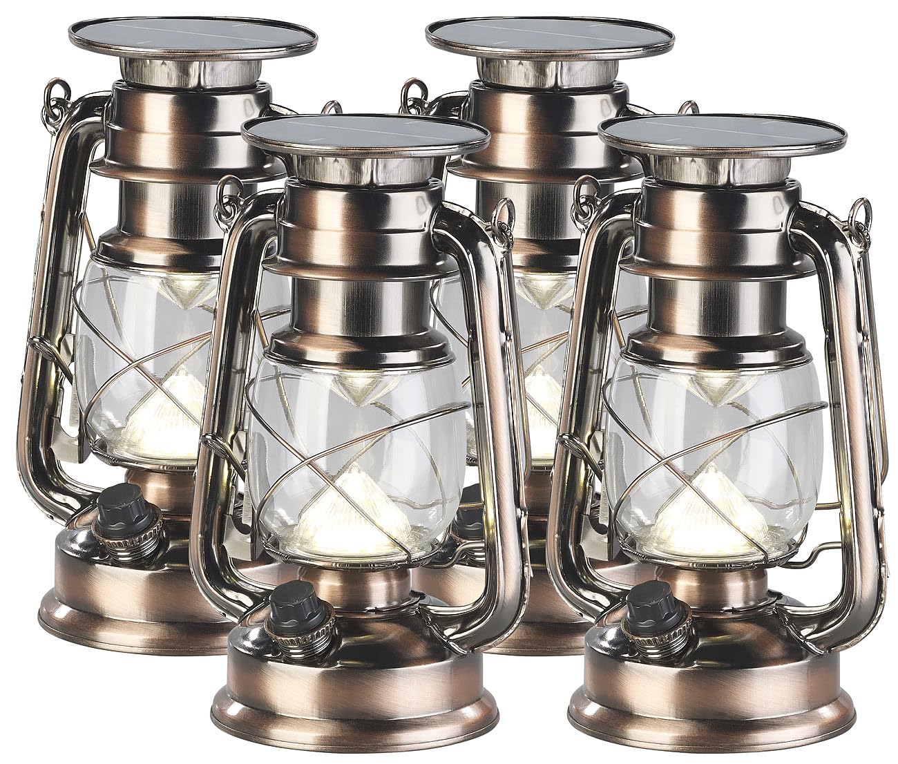 Lunartec Außenbeleuchtung Solar-Sturmlampe 4er-Set bronze 200lm
