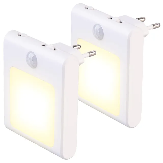 Lunartec Steckdosen-Nachtlichter 2er-Set dimmbar warmweiß Sensor