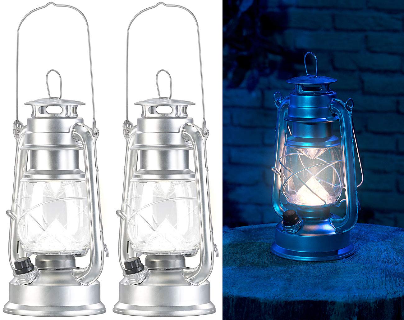 Lunartec Taschenlampen Sturmlampe LED 200 lm Akku 2er-Set