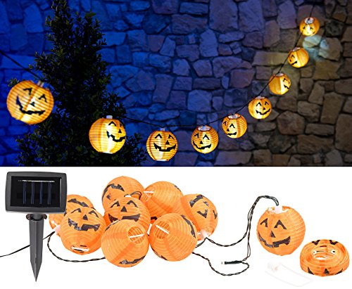 Lunartec Licht-Dekoration Solar-Kürbis-Lichterkette 10 LEDs IP44