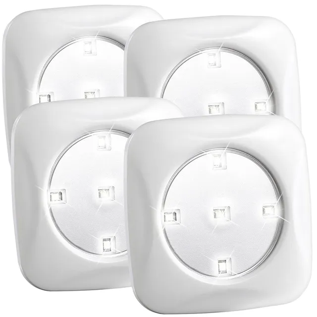 Lunartec FlexiLight LED-Spots 4er-Set batteriebetrieben mit Druckschalter