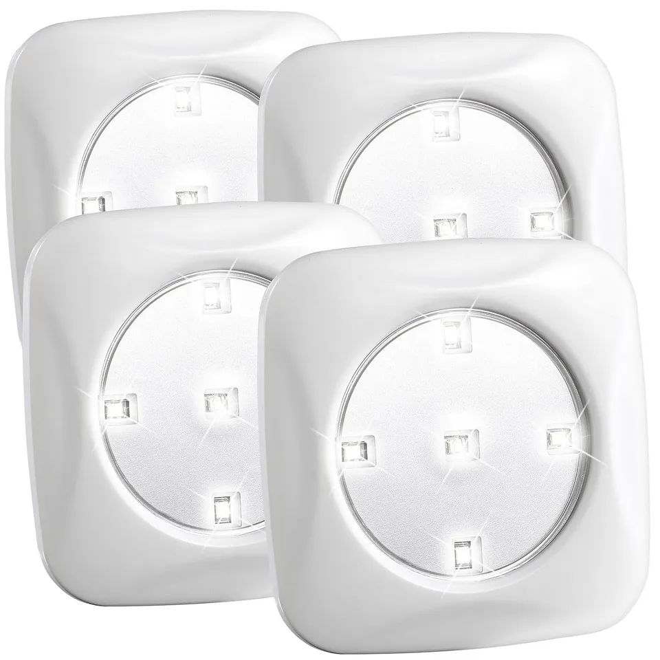 Lunartec FlexiLight LED-Spots 4er-Set batteriebetrieben mit Druckschalter