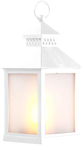 Lunartec LED-Laterne Flammenspiel Timer weiß batteriebetrieben