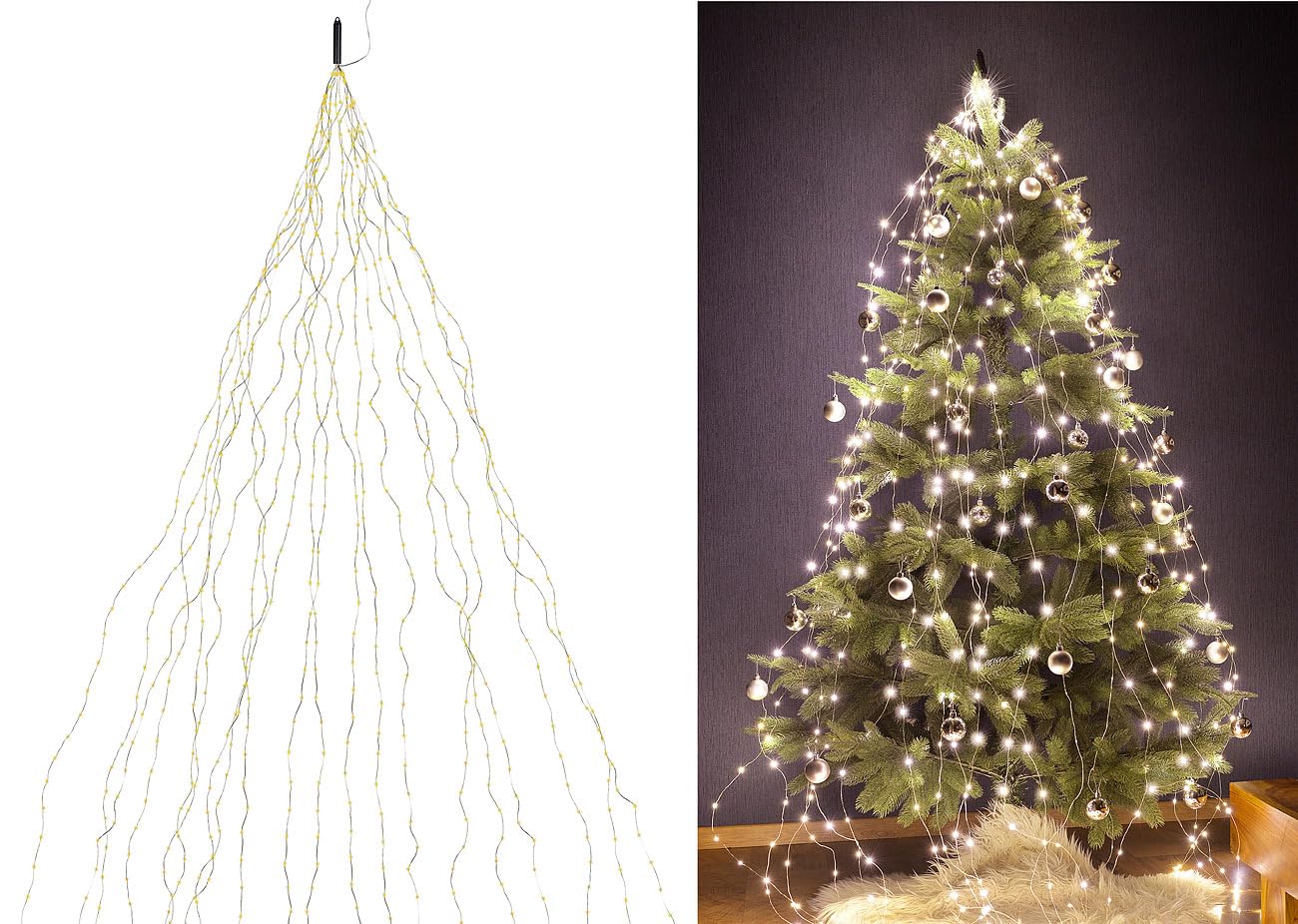 Lunartec Lichtervorhang Baum Christbaum Lichterkette 720 LEDs warmweiß