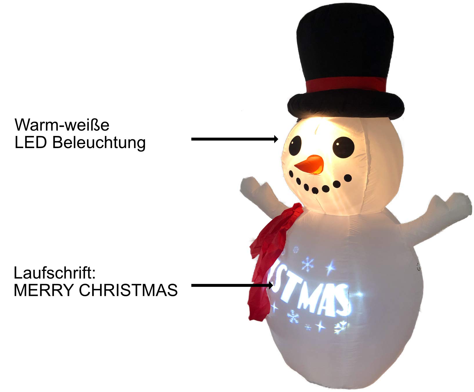 Bonetti Schneemann aufblasbar 180 cm LED Merry Christmas