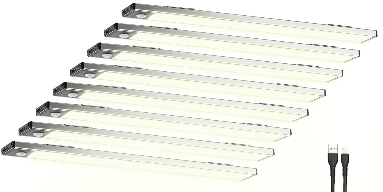 Lunartec Innenbeleuchtung Akku-Lichtleisten 8er-Set 33cm warmweiß