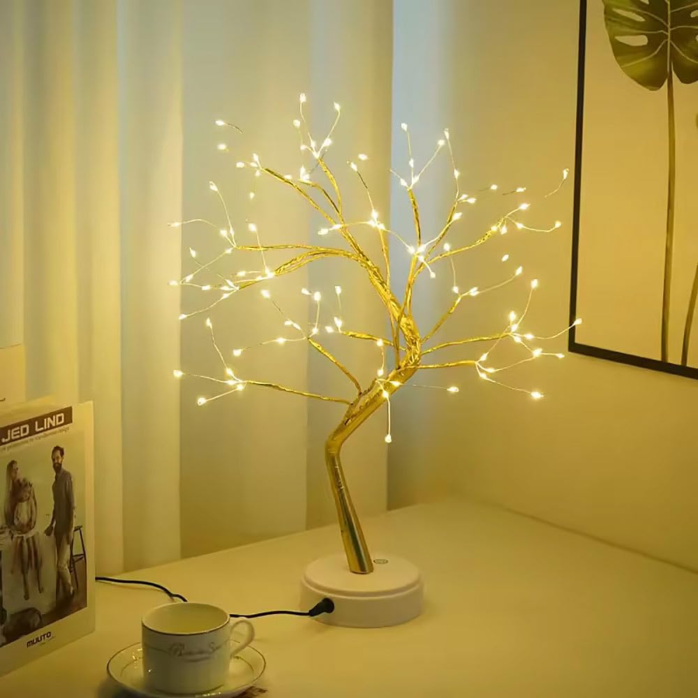 Lunartec Innenbeleuchtung LED-Lichterbäume gold 2er 53 cm