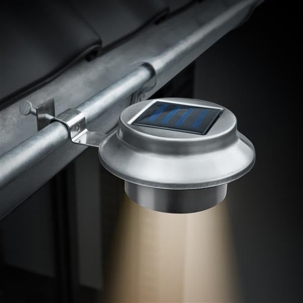 Bonetti Solar Lights Dachrinnenleuchte 3er-Set Edelstahl