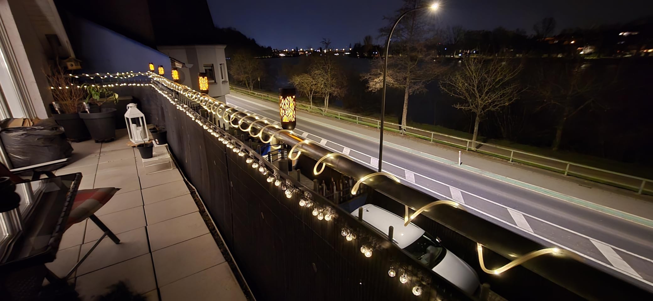 Bxroiu Lichtschlauch 10 m 100 LED Schlauch Weiß solar