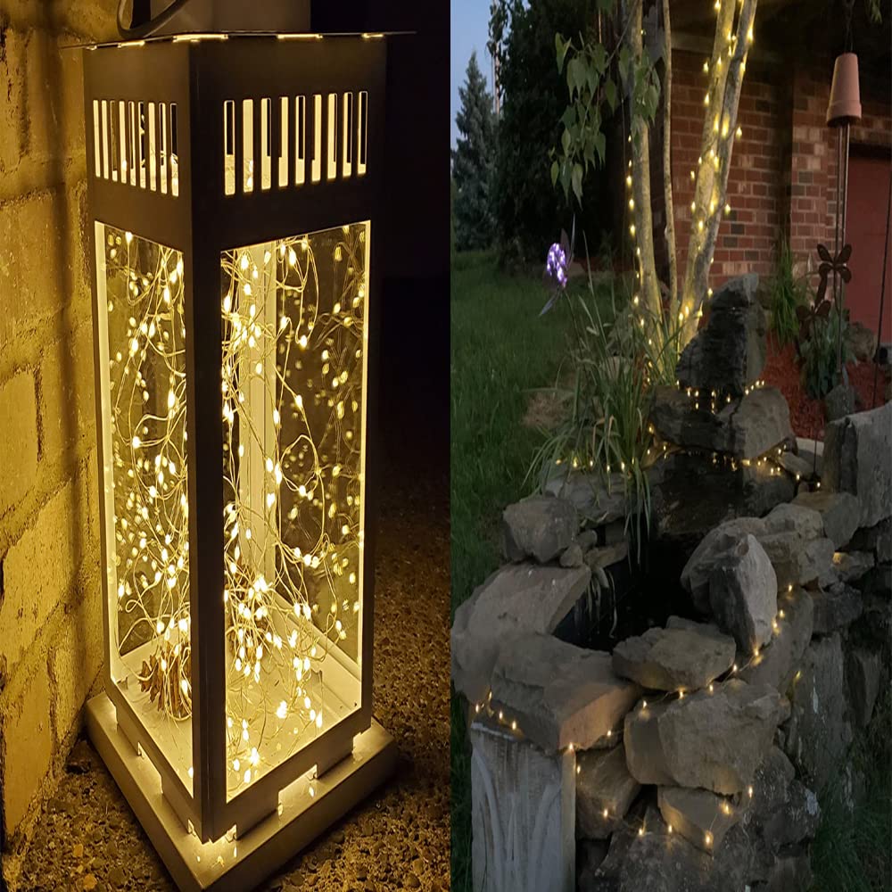Bxroiu Lichterkette Solar 10m 100 LED warmweiß 2 Stück