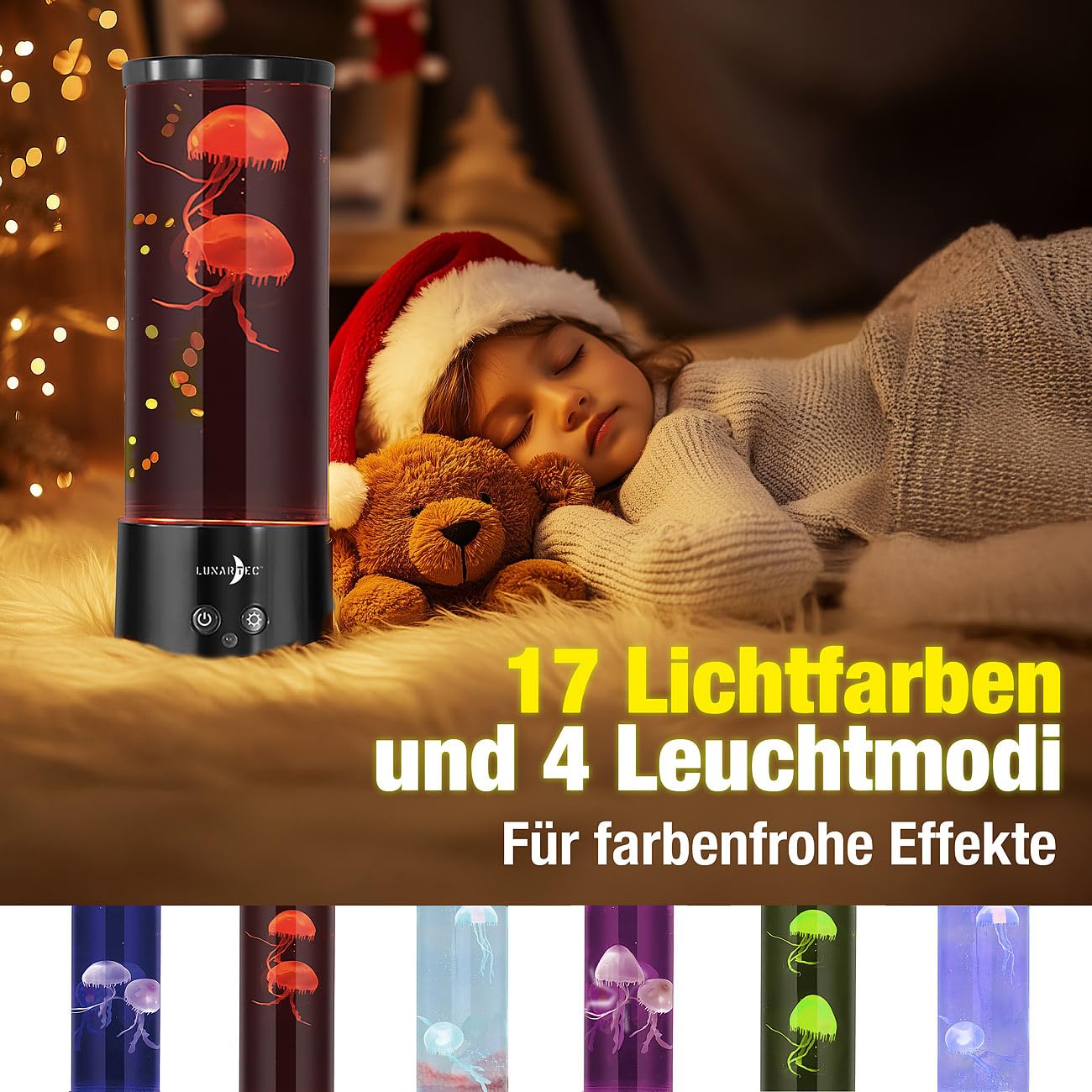 Lunartec Licht-Dekoration LED-Quallen-Lampe 2er-Set 17 Farben