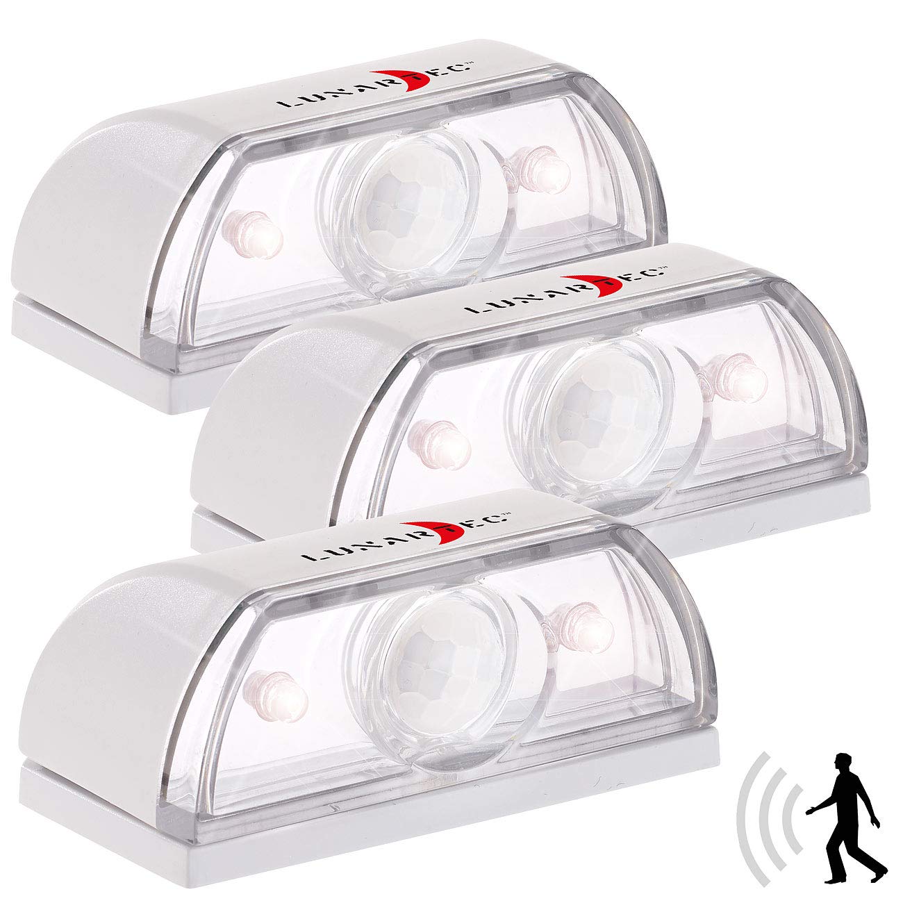 Lunartec Innenbeleuchtung Mini-Treppenleuchte PIR 3er-Set