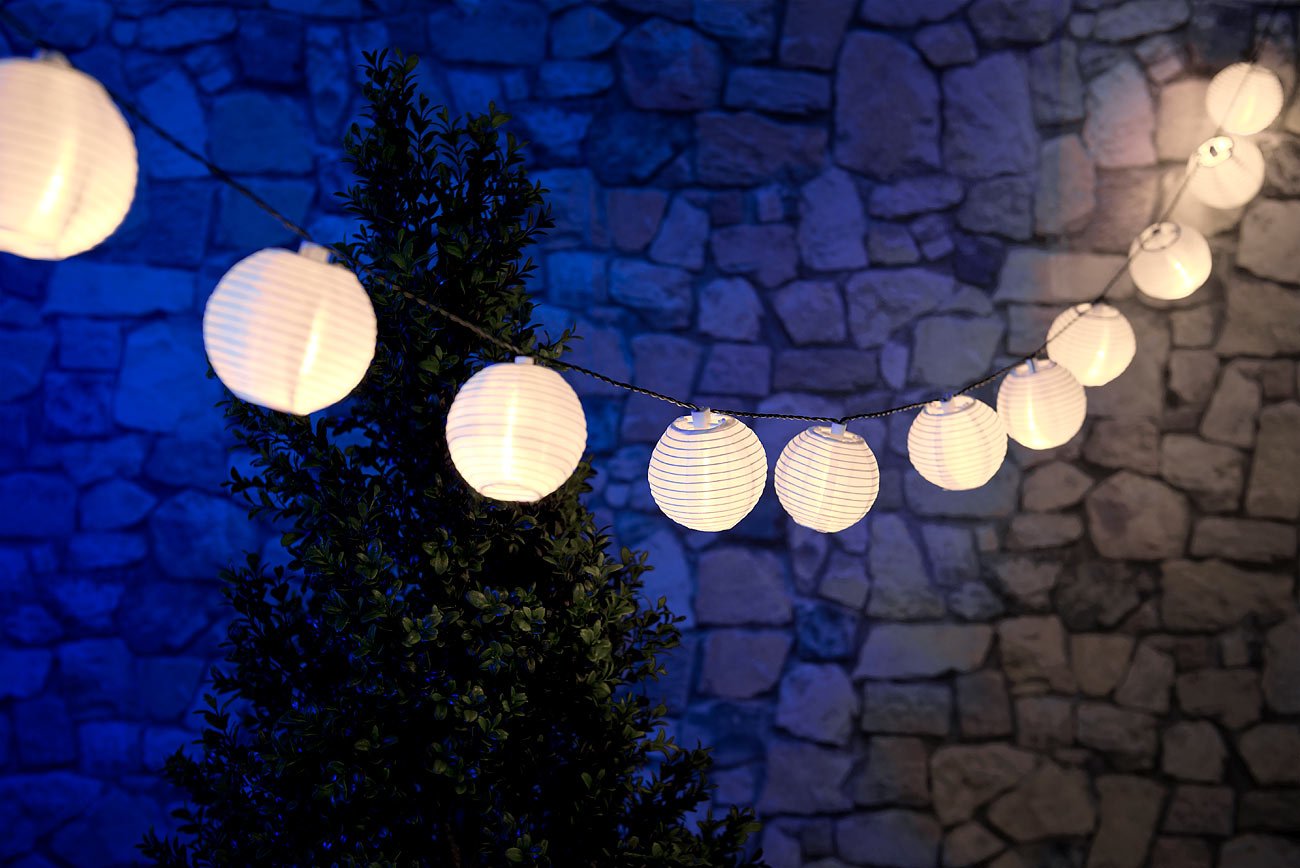 Lunartec Licht-Dekoration Solar-Lampionkette warmweiß 20er 5,8m