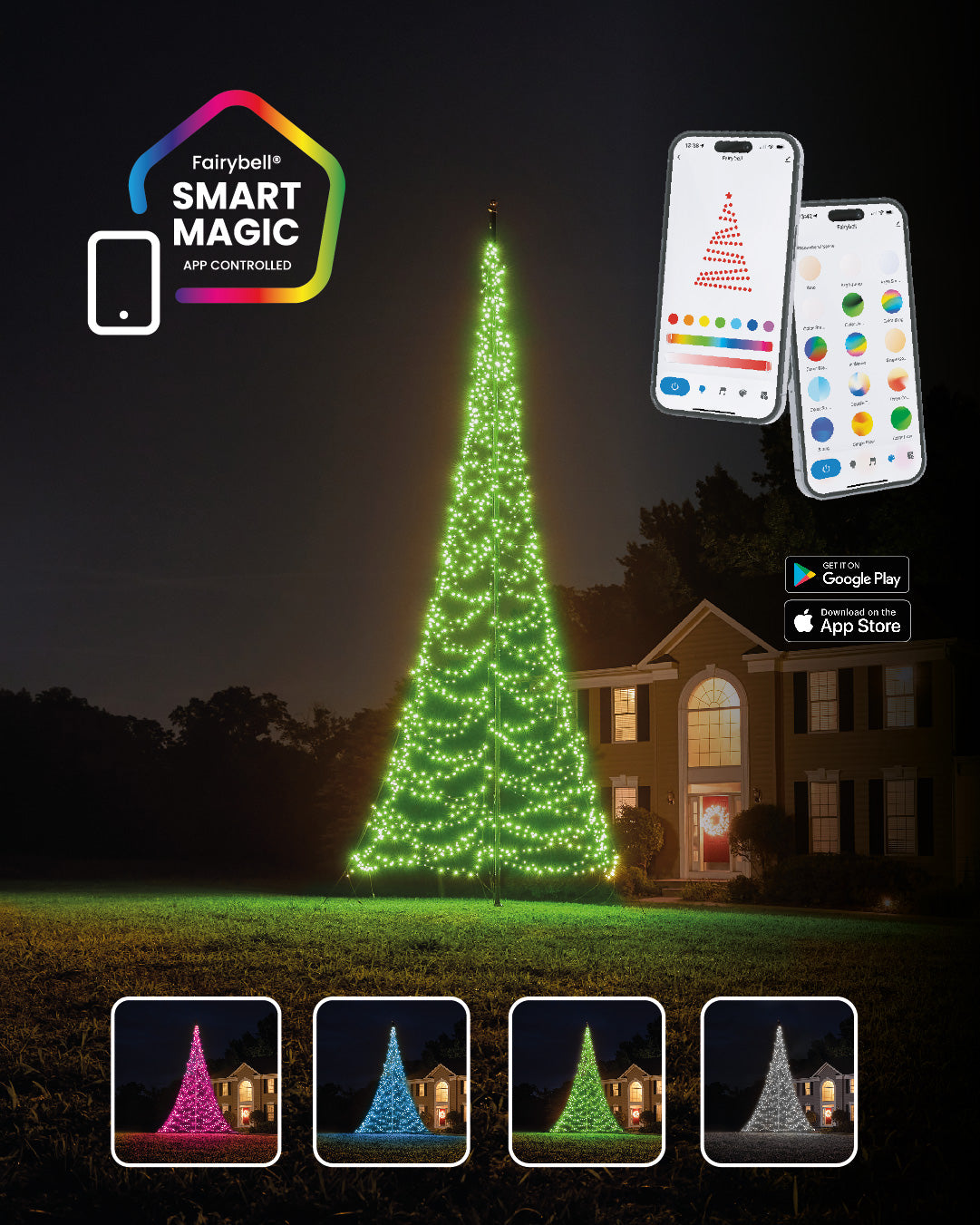 Fairybell Pro Smart Magic Fahnenmastbaum 8 m 1536 LED