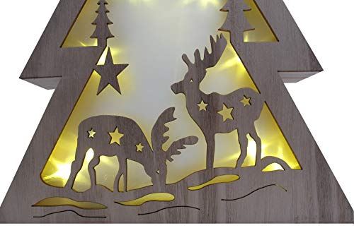 Bonetti Tanne LED Dekoleuchte Holz 10 LEDs warmweiß 3D