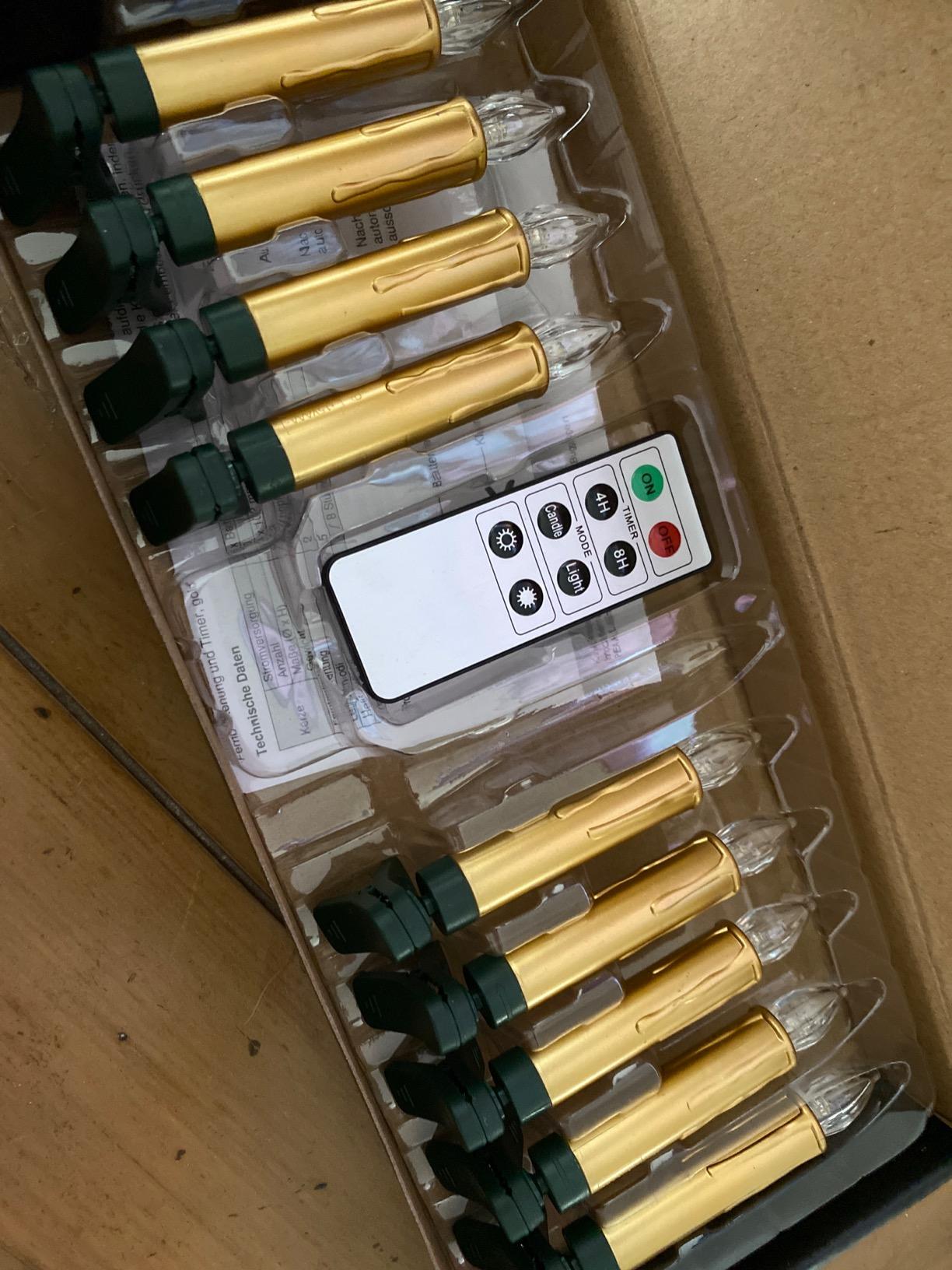 Lunartec LED-Weihnachtskerzen 10er gold Fernbedienung