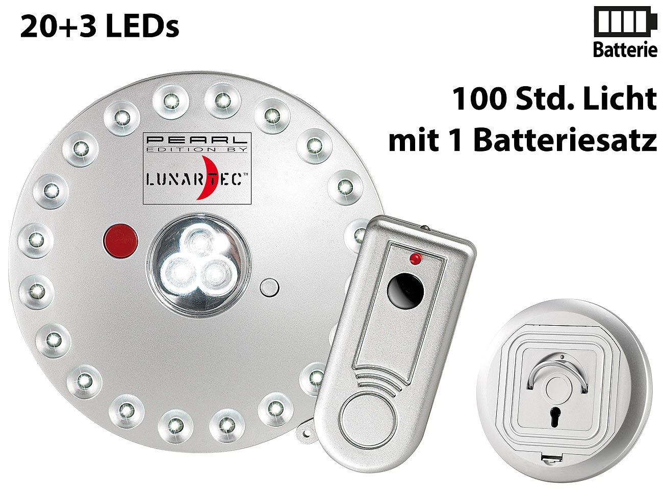 Lunartec Innenbeleuchtung Rundleuchte mit Fernbedienung Batterie
