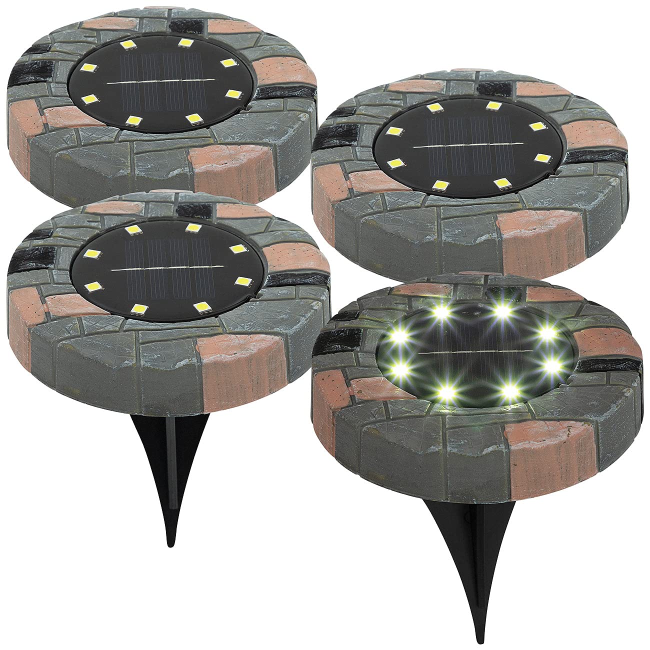 Lunartec Außenbeleuchtung Solar-Bodenleuchten 4er-Set warmweiß