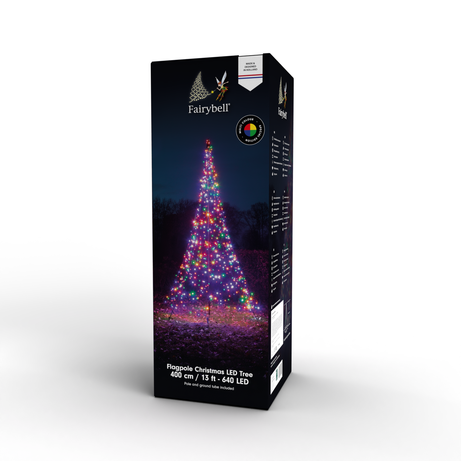 Fairybell Premium 4 Meter 640 LED Lichterbaum mehrfarbig mit Mast