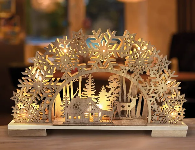 Bonetti Light arches Schwibbogen Winterdorf Holz 10 LED