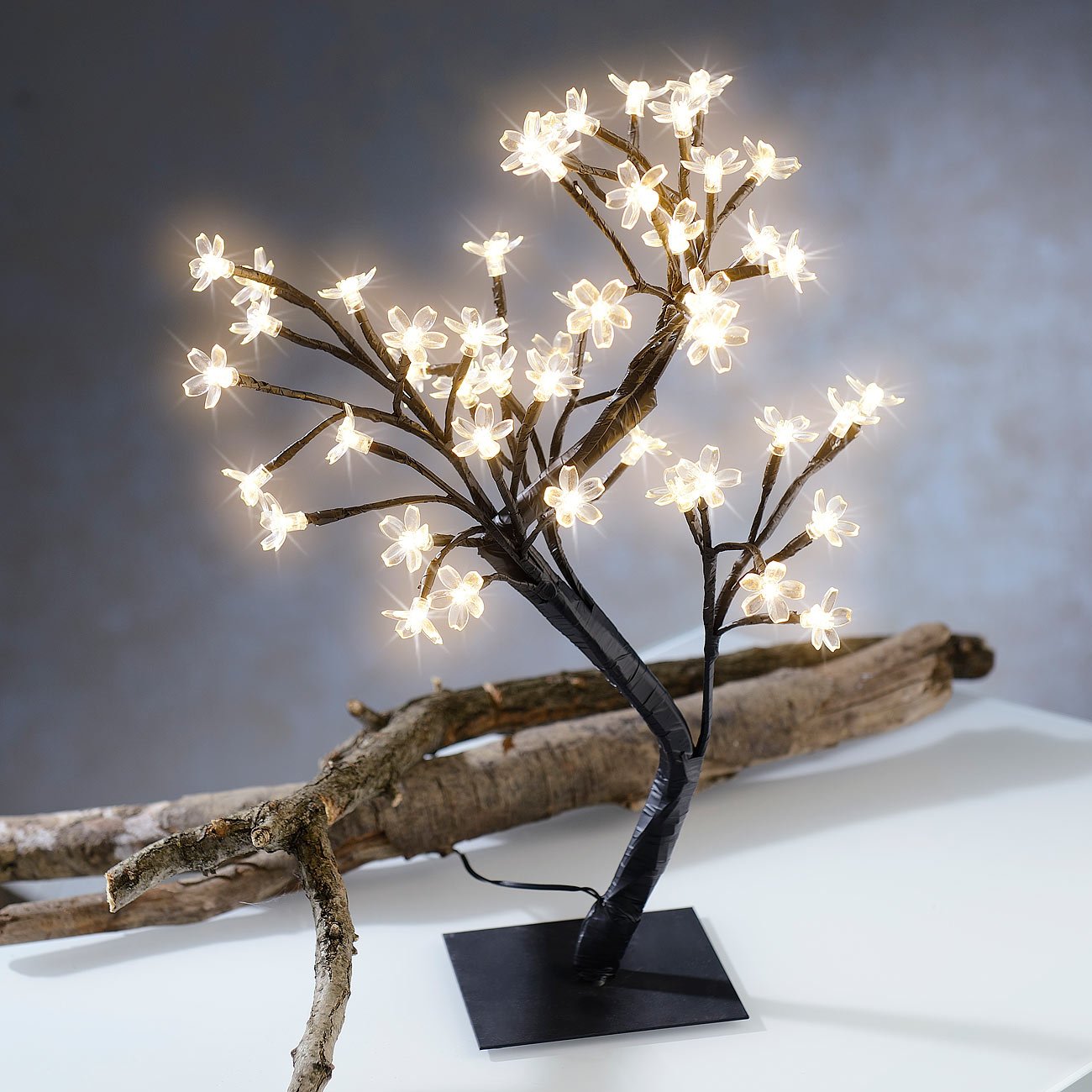 Lunartec Licht-Dekoration LED-Lichterbaum 48 Blüten warmweiß 45 cm
