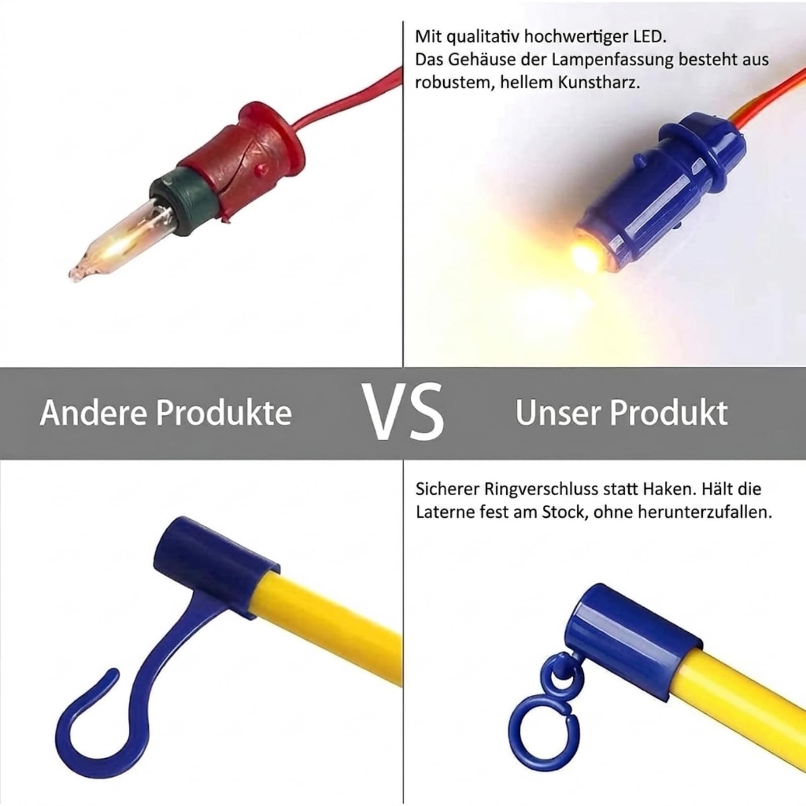 Koopower Lantern Sticks Laternenstab 6er mit O-Haken warmweiß