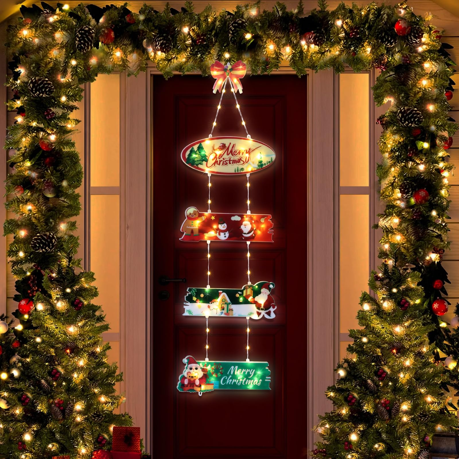 Qedertek Lighting 72 LED Weihnachtskranz Bunt mit Timer