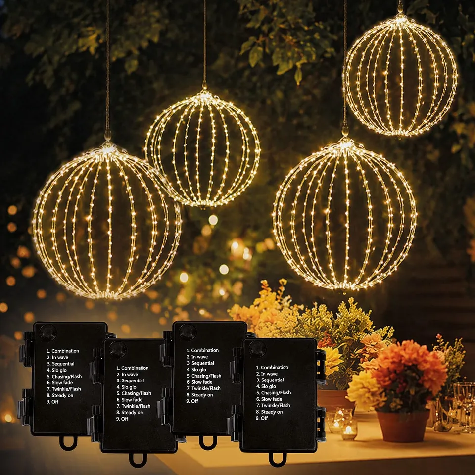 Lunartec Licht-Dekoration LED-Kugeln 2er-Set 33/28 cm Timer