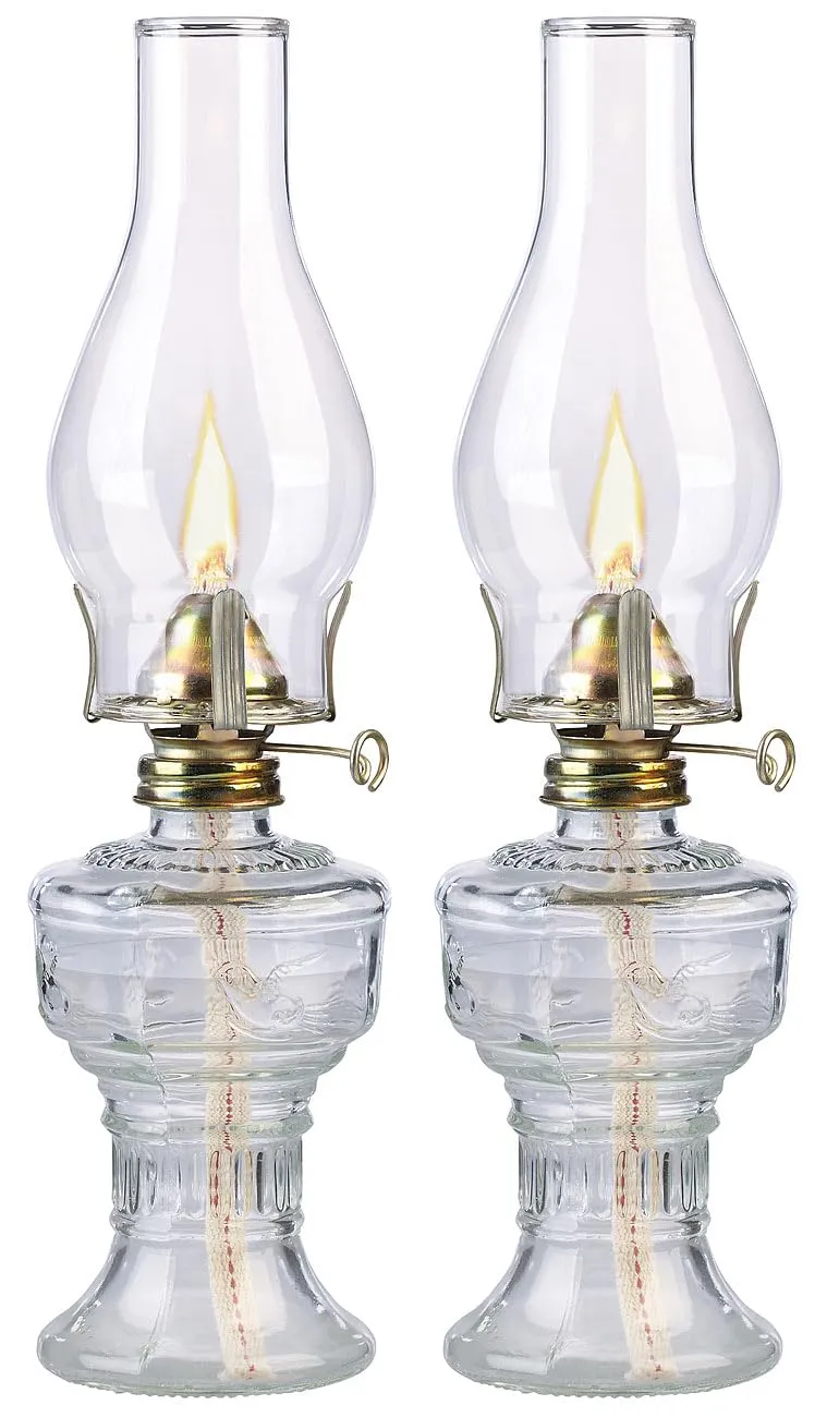 Lunartec Taschenlampen 2er Petroleum-Sturmlaterne 32 cm Glas