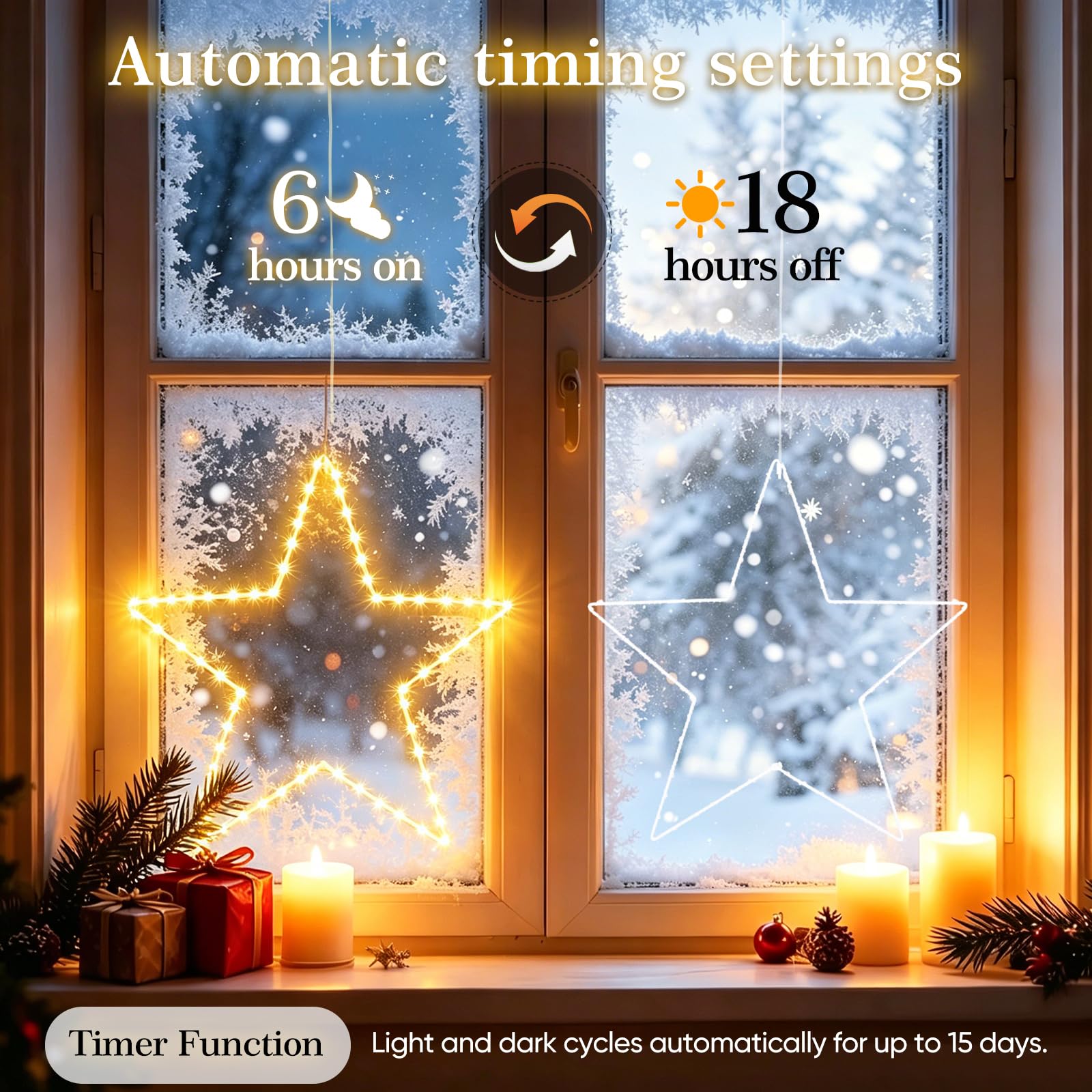 elktry Sterne Lichterkette 2x 50 cm warmweiß Batterie Timer