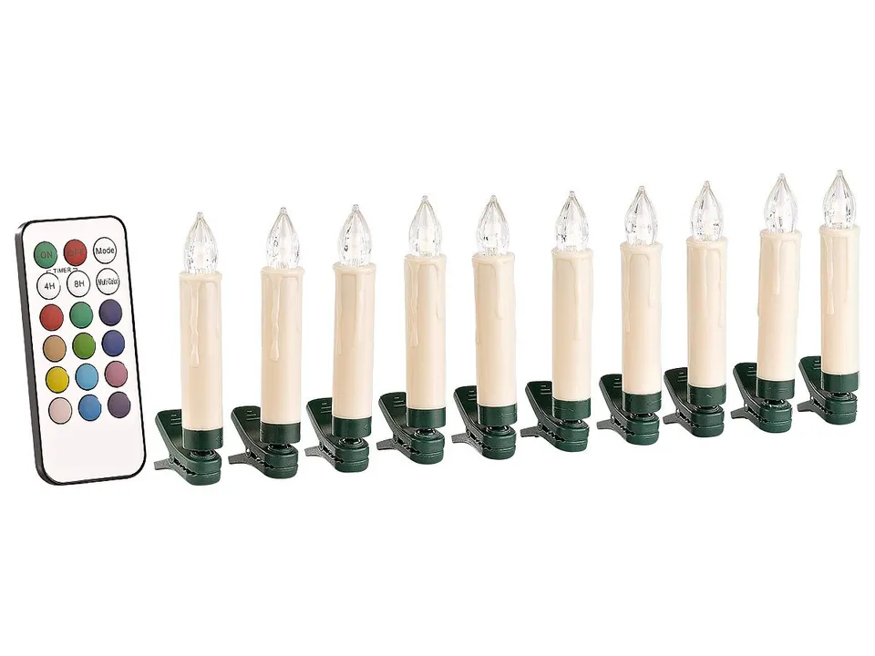 Lunartec Licht-Dekoration LED-Baumkerzen RGB 10er-Set Timer