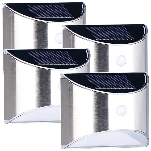 Lunartec Außenbeleuchtung Solar-Wandleuchte WL-130 4er-Set