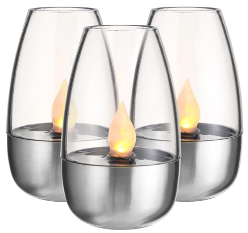 Lunartec Luna 3er Solar-Windlichter warmweiß Glas